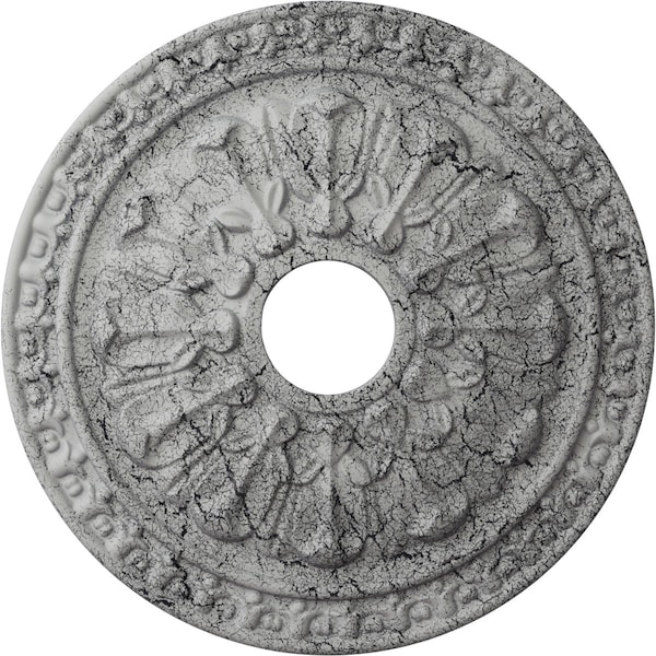 Ekena Millwork Warsaw Medallion (Canopies up to 3 1/2"), 18"OD x 3 1/2"ID x 1 3/8"P, Ultra Pure White Crackle CM18WAUWC - main